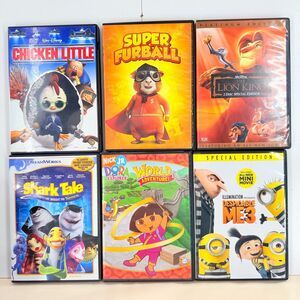 6 DVD Kids Movie Lot Lion King Despicable Me 3 Shark Tale Chicken Little